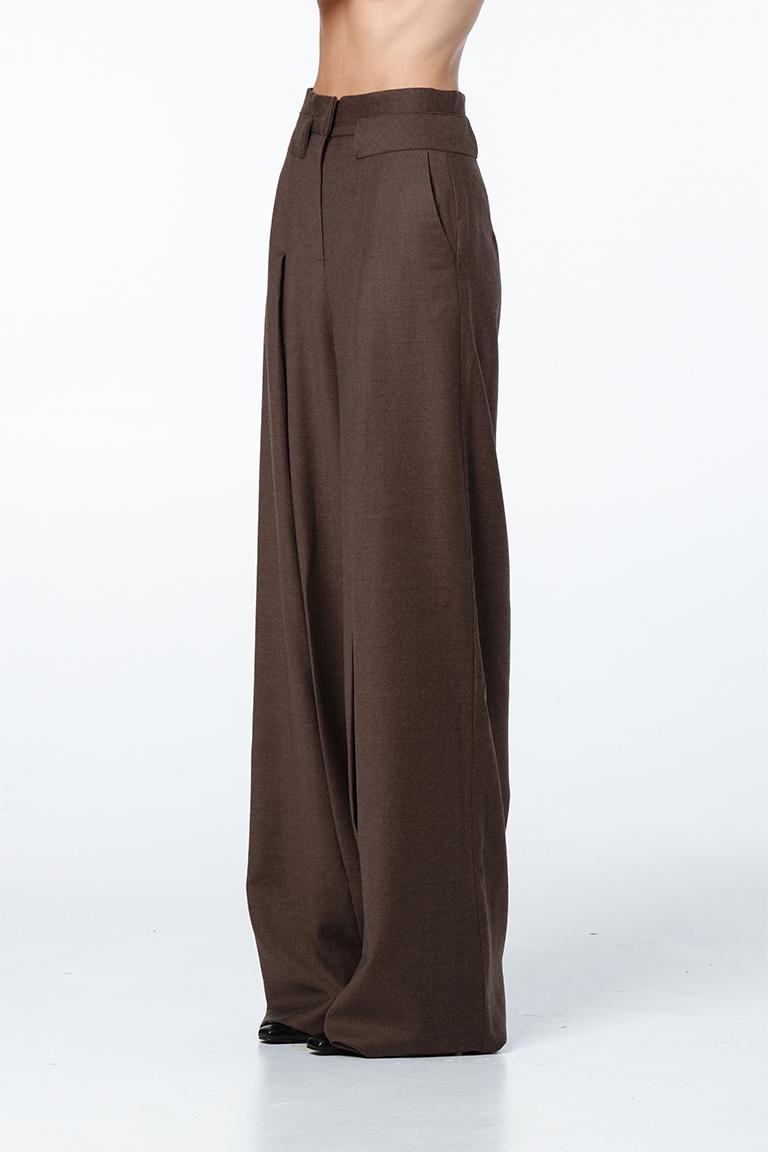Double waist pants / brown