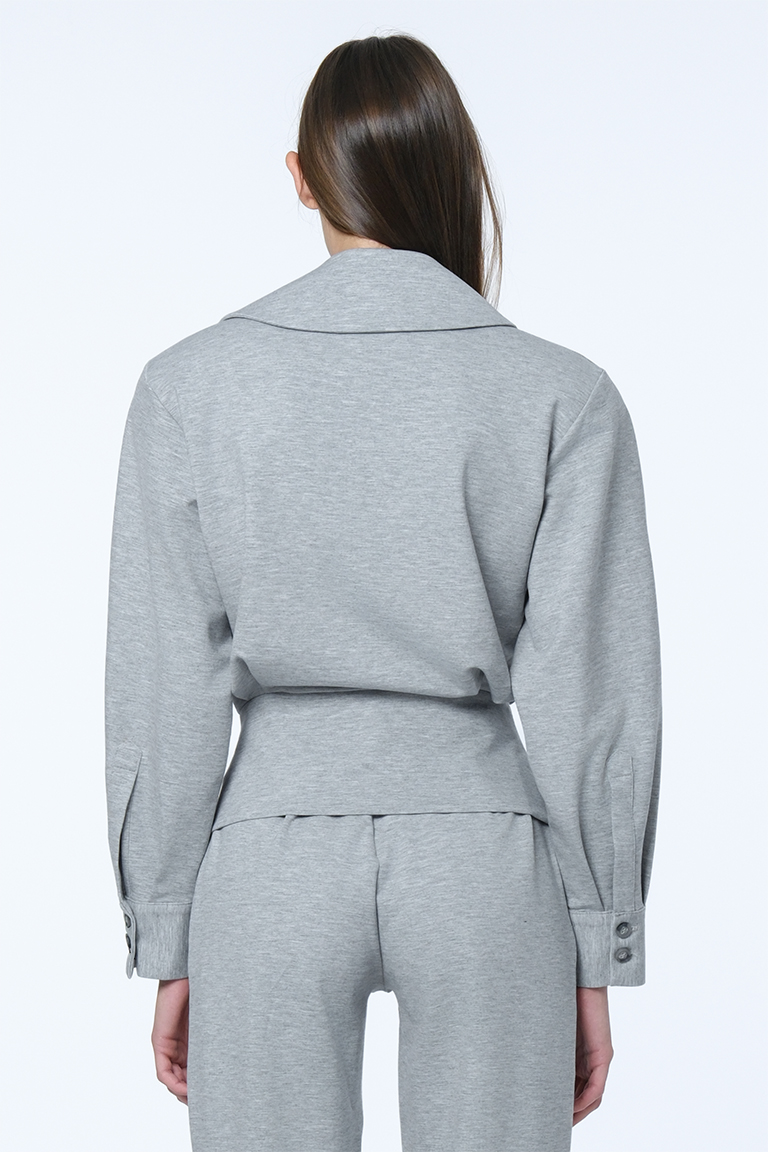 Jersey V neck blouse / pearl grey