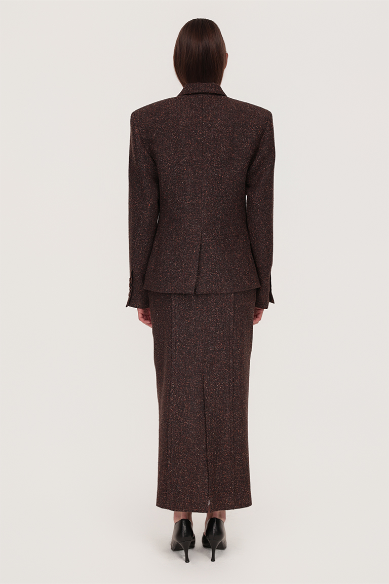 Short jacket & pencil skirt in silky wool