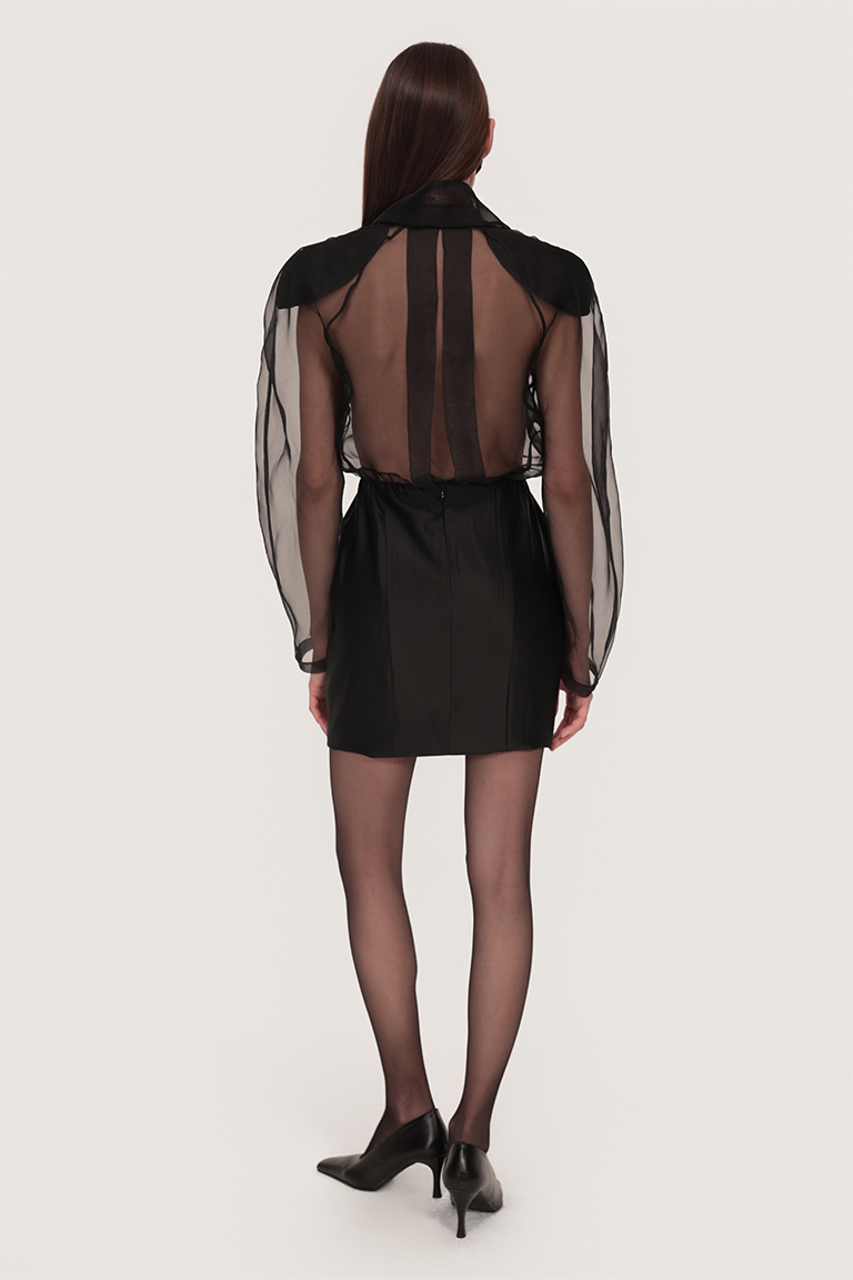 Silky organdin transparent mini dress