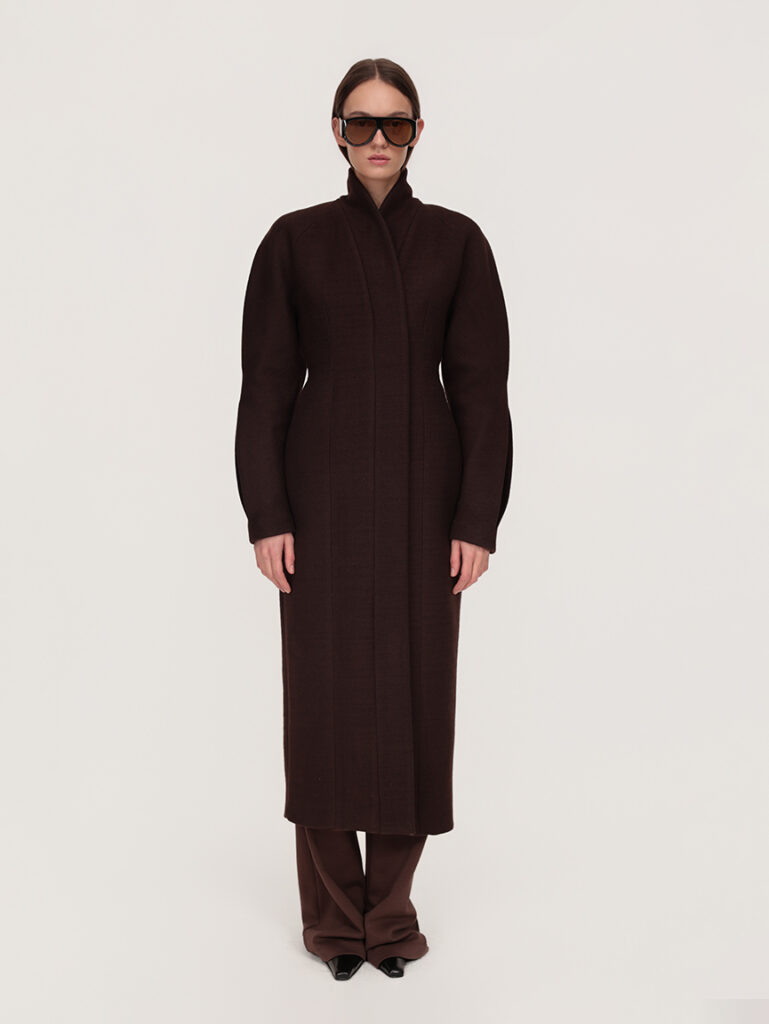 Structured wool zip coat