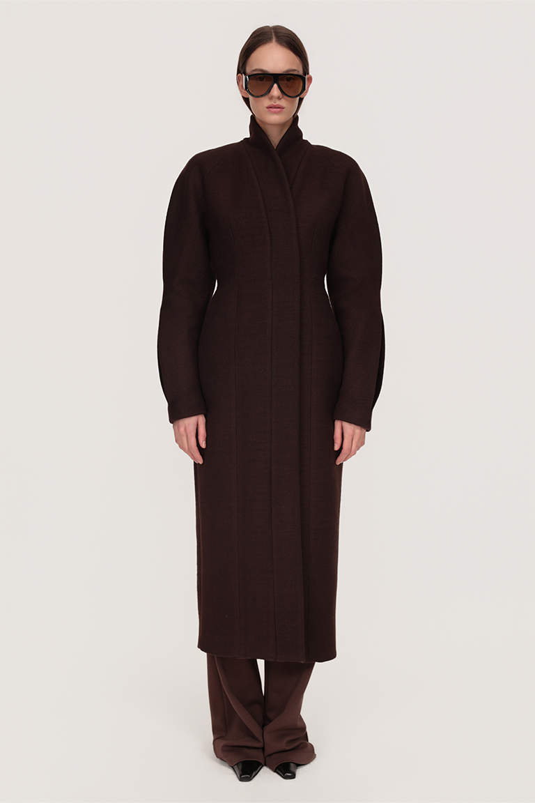 Structured wool zip coat