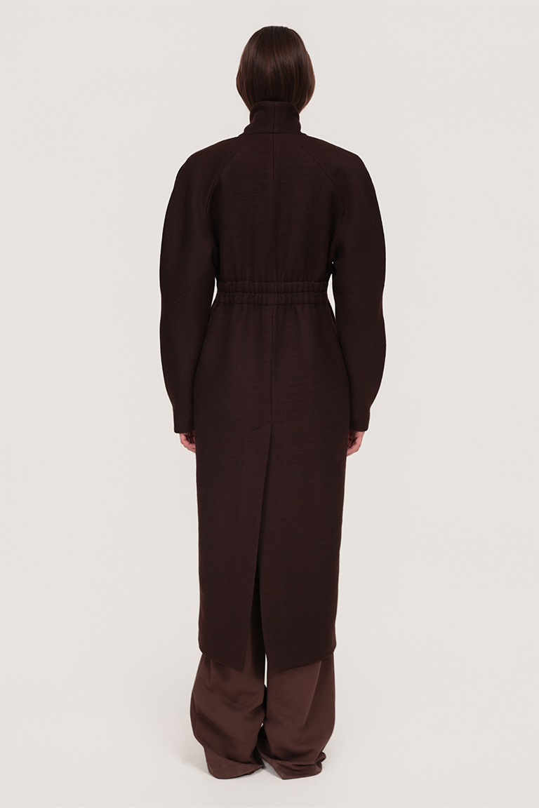 Structured wool zip coat