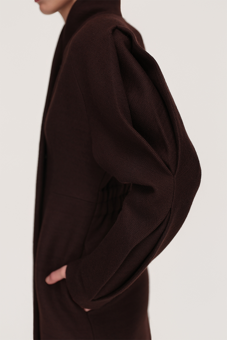 Structured wool zip coat