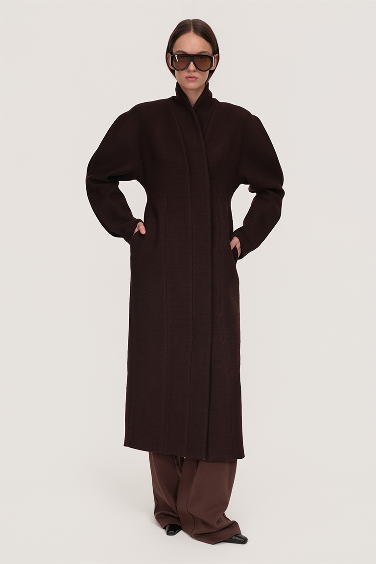 Structured wool zip coat