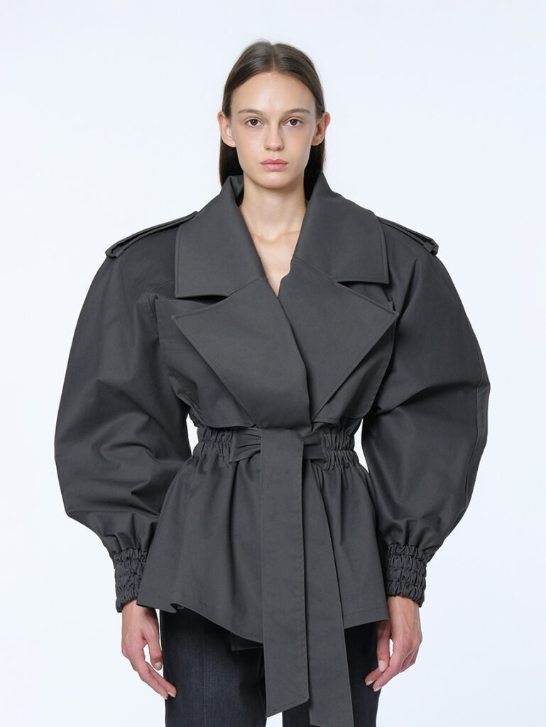 Trench coat in cotton / dark grey