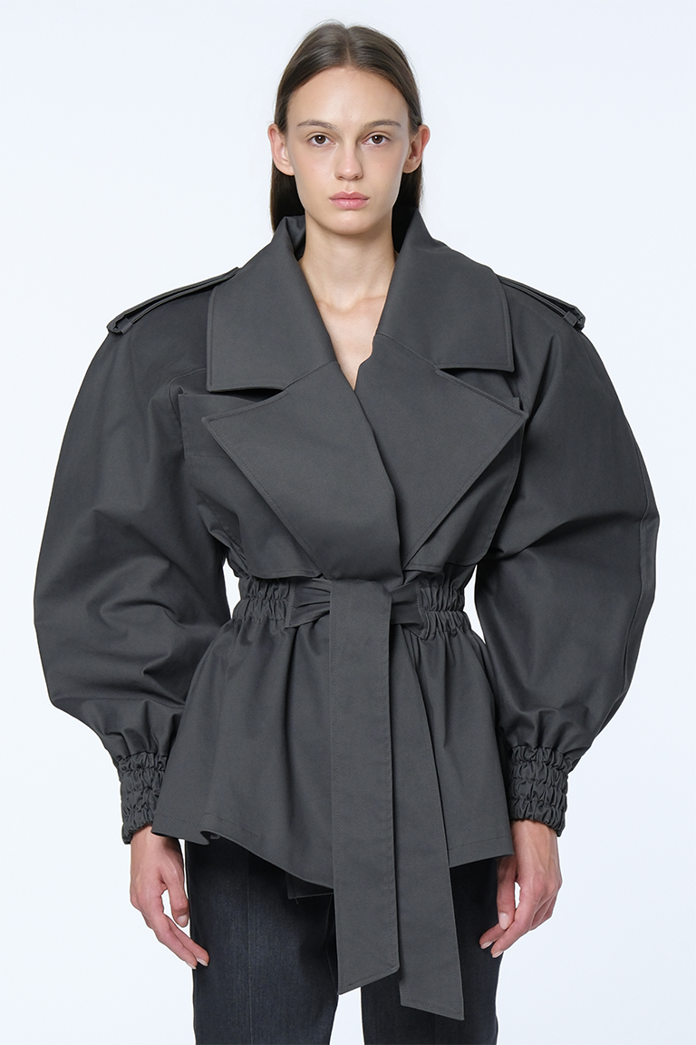 Trench coat in cotton / dark grey