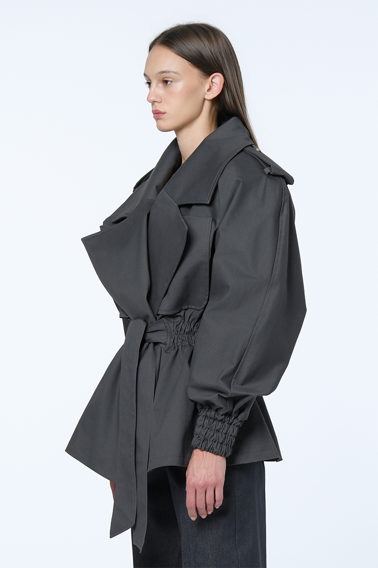 Trench coat in cotton / dark grey