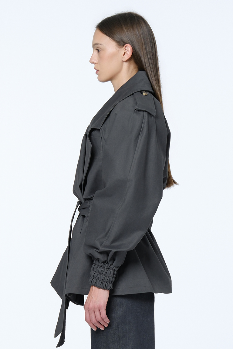 Trench coat in cotton / dark grey