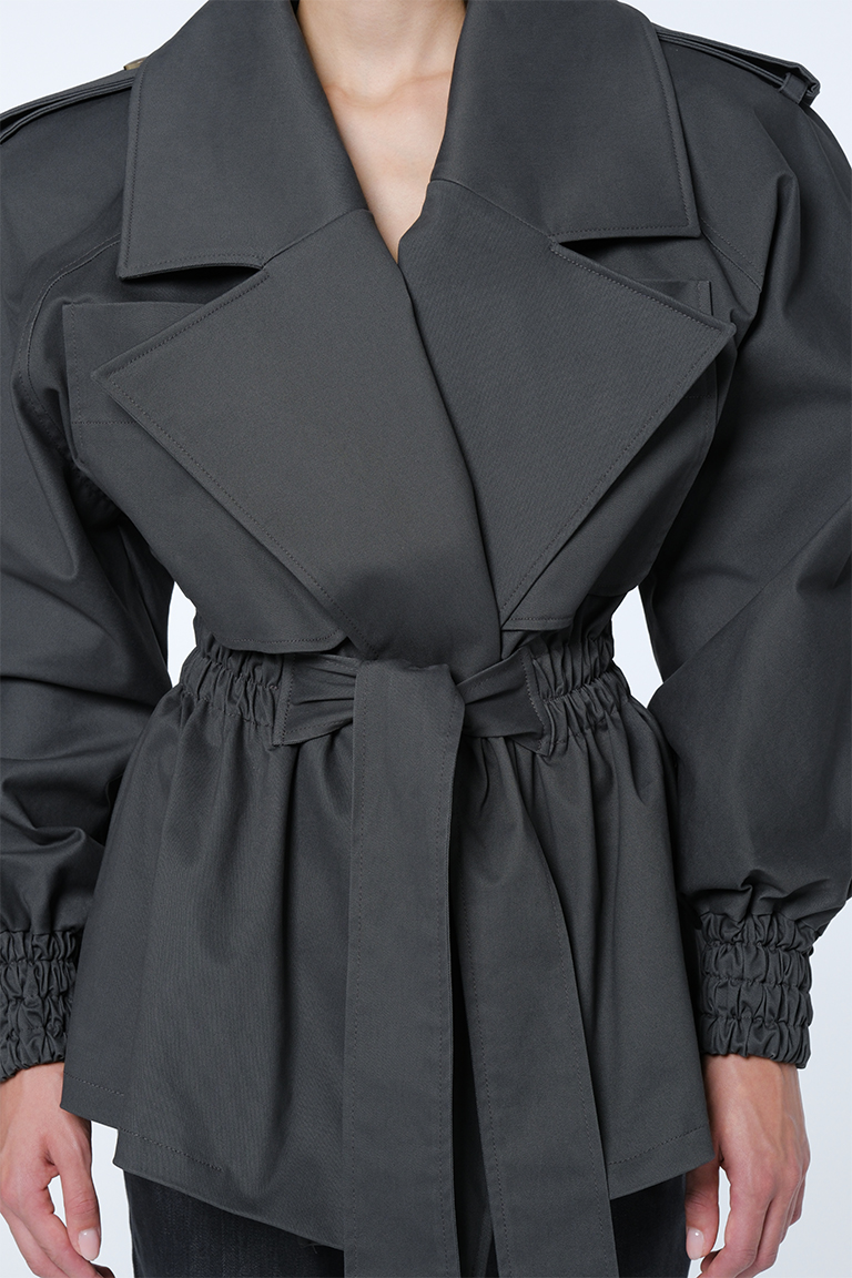 Trench coat in cotton / dark grey