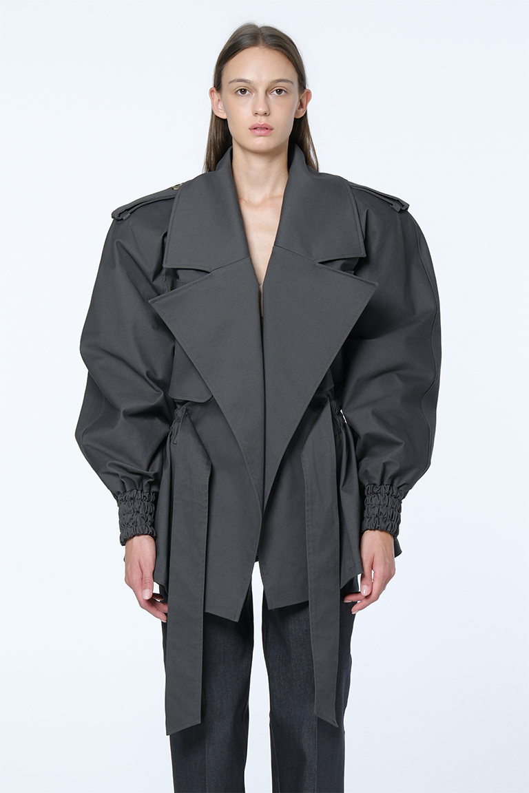 Trench coat in cotton / dark grey